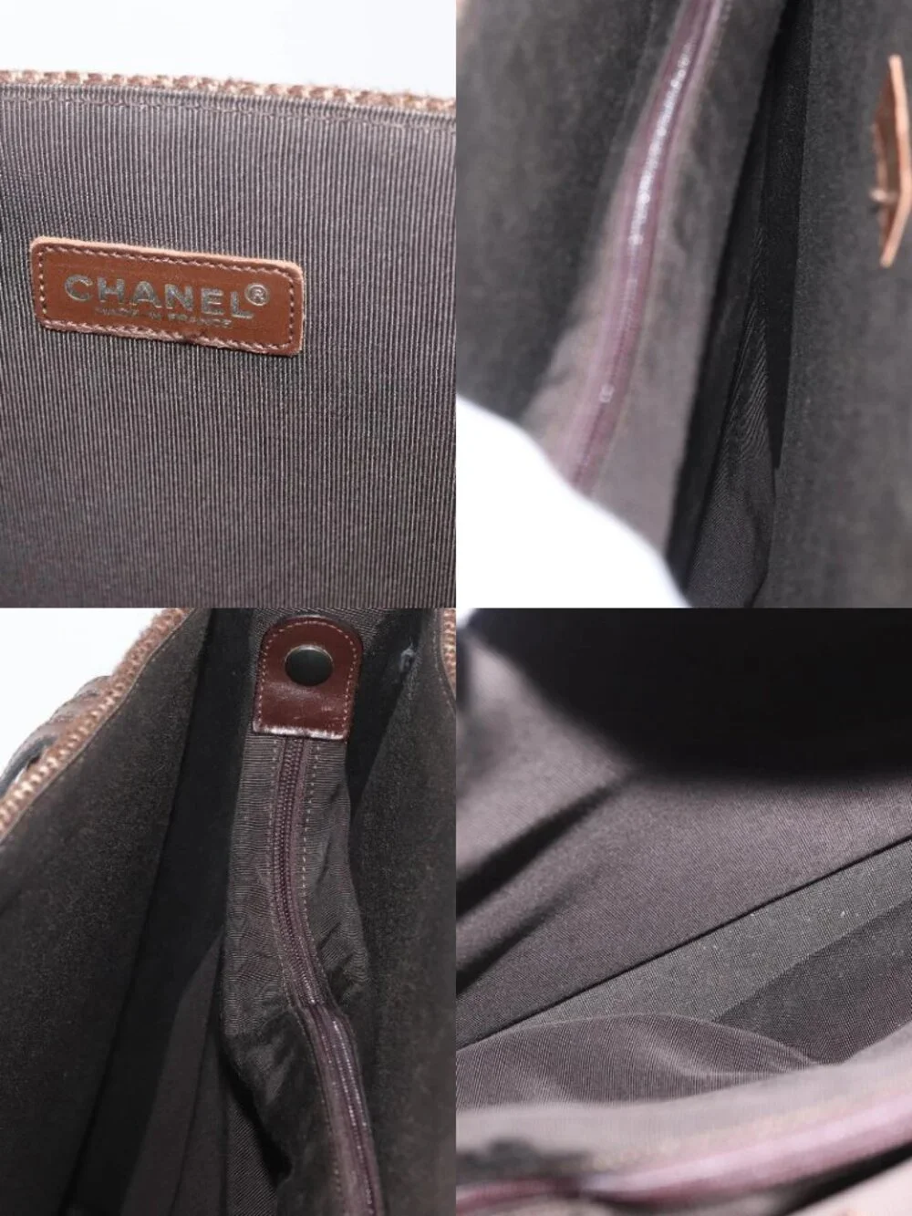 CHANEL Tote Bag Mouton Brown CC Auth bs32769